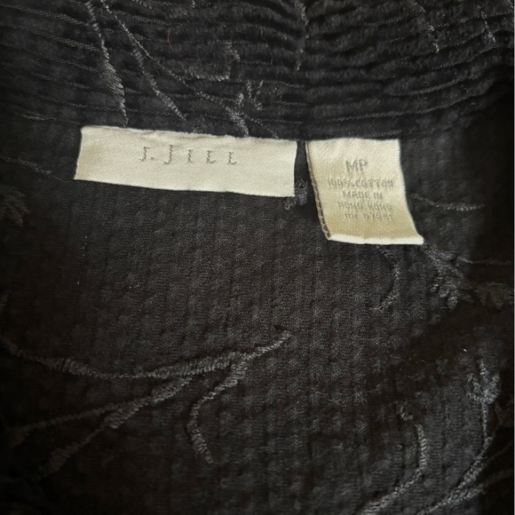 J.JILL BLACK RIBBED CORDUROY SILVER EMBROIDERED BUTTON DOWN DRESS TUNIC SZ MP - Picture 6 of 7